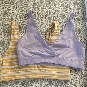 Pact Yellow Striped and Lavender Nursing Bralettes